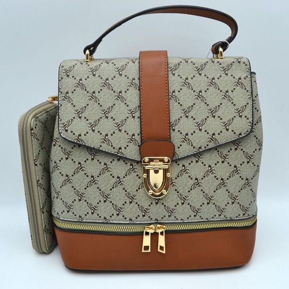 2N1 Poppy Faux Leather Flap Backpack/Crossbody/Shoulder Handbag with Wal… - Picture 1 of 8